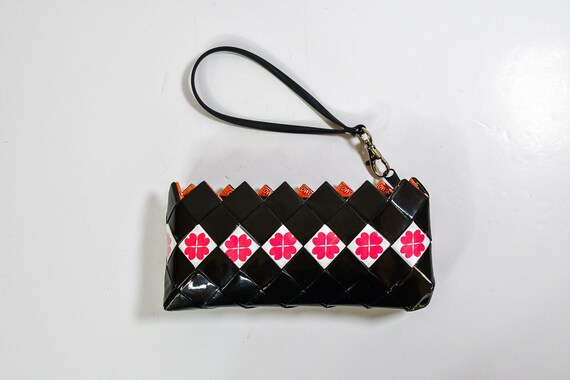 Black and Pink Candy Wrapper Coin Purse Clutch Wa… - image 4
