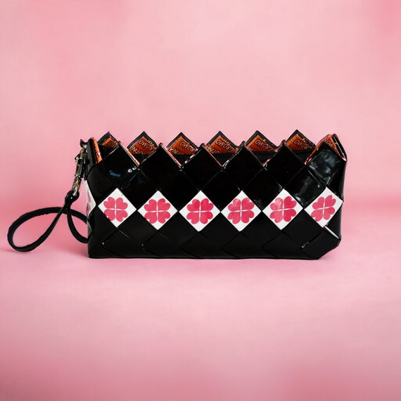 Black and Pink Candy Wrapper Coin Purse Clutch Wa… - image 1