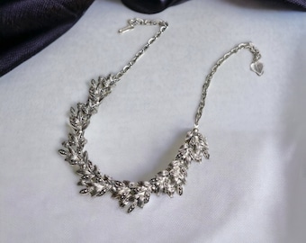 Vintage Faux Marcasite Necklace | Mid Century Choker Chain