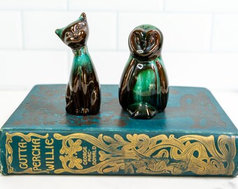 Blue Mountain Pottery Figurines | Vintage Ceramic Owl and Cat