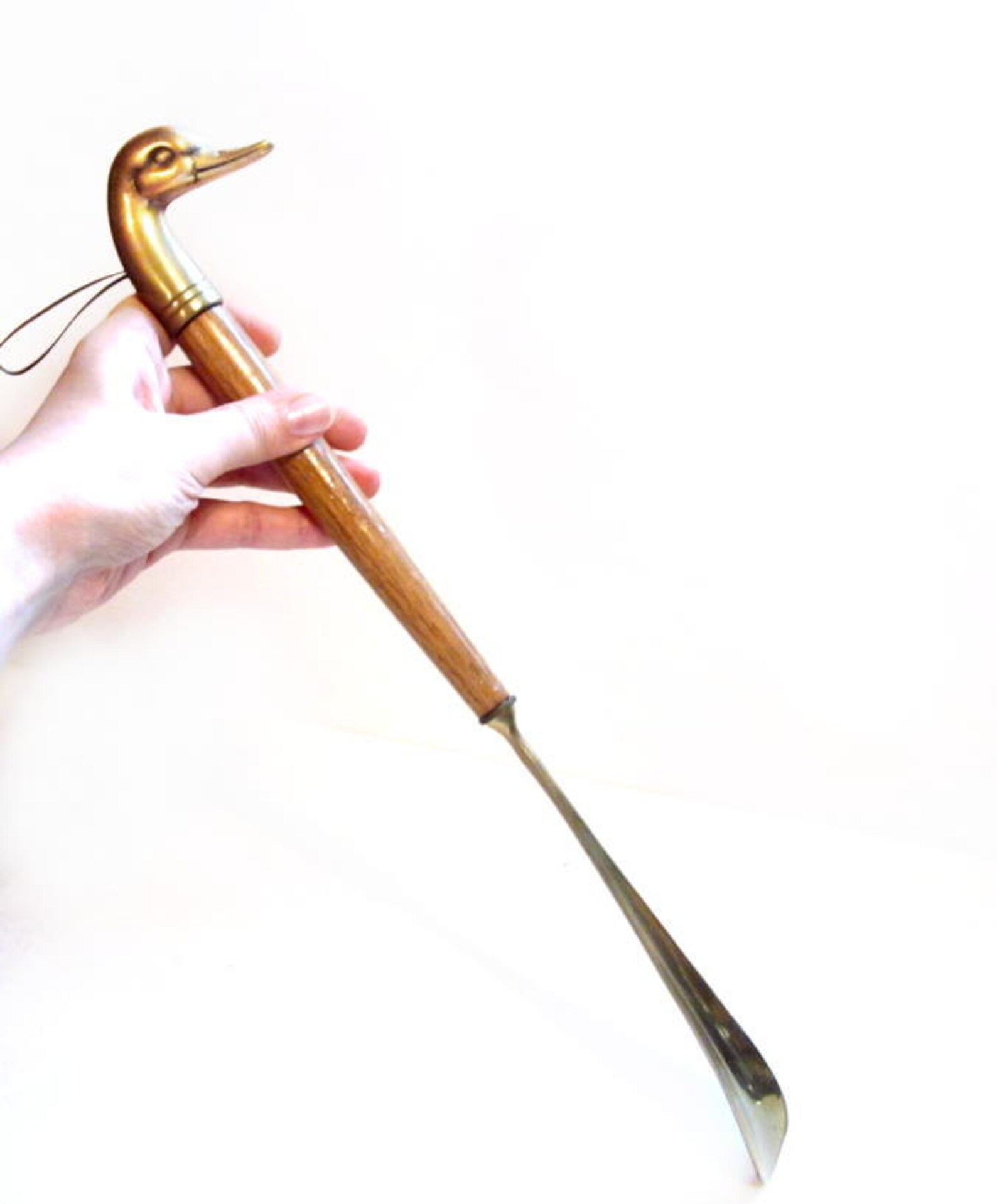 Vintage Shoe Horn / Wood and Brass Duck Head Shoe Horn Etsy