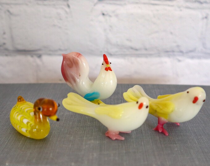 Art Glass Bird Figurines Vintage Handmade Blown Glass Etsy