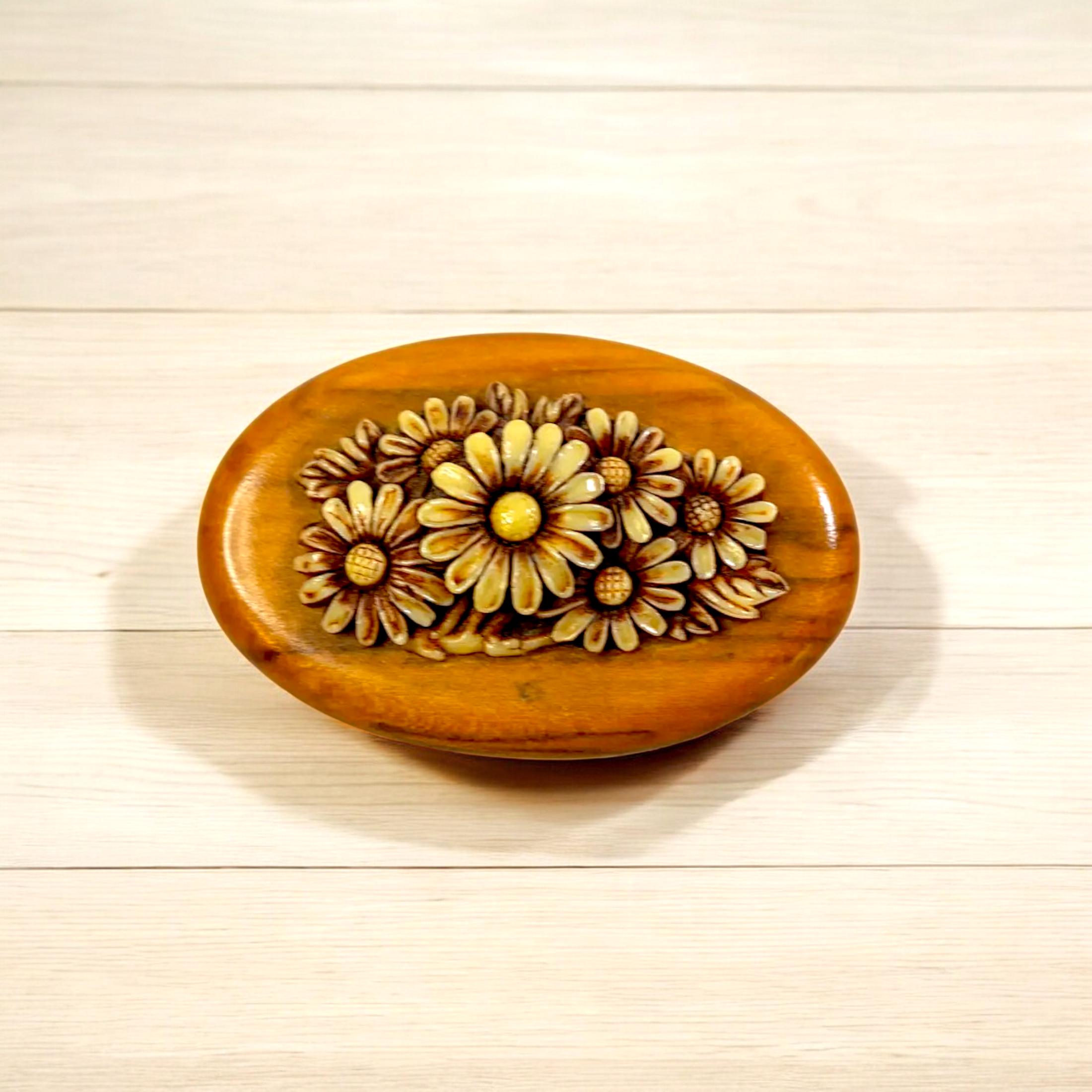 ヴィンテージ オールドフラワースタッズ クリアストーン 34inch Celluloid Flower Pin - Etsy