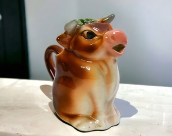 Coventry USA Ceramic Brown Cow Creamer Pitcher | Vintage Retro Kitchen Decor