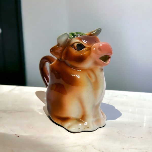 Coventry USA Ceramic Brown Cow Creamer Pitcher | Vintage Retro Kitchen Decor