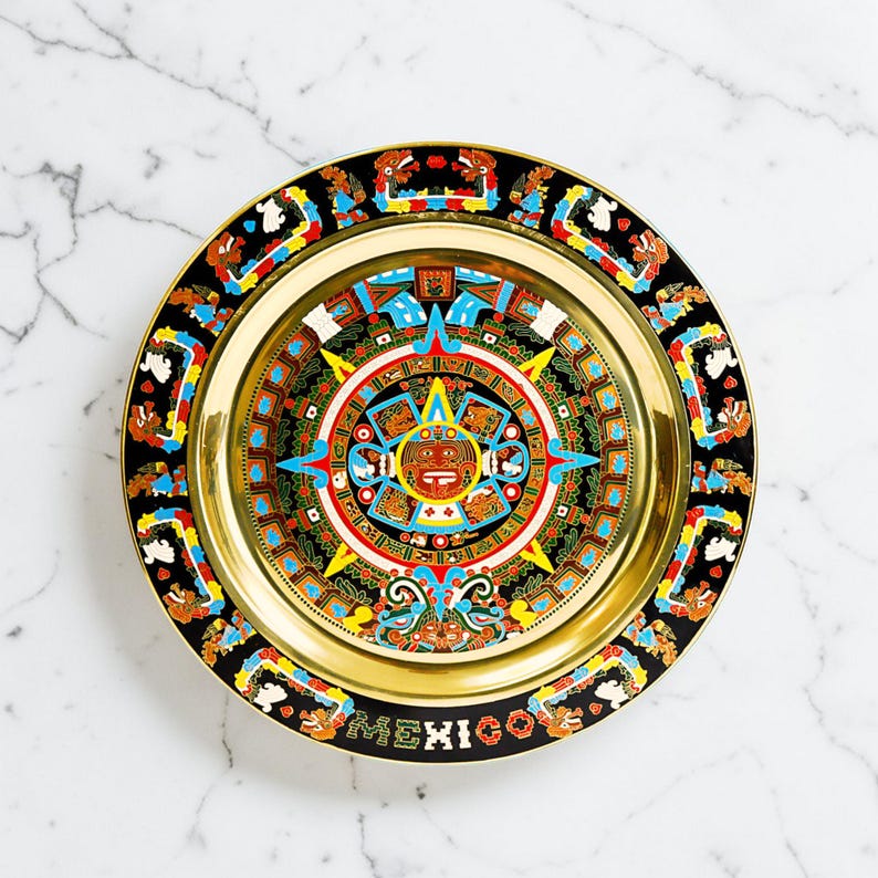 Vintage Mexican Brass Aztec Calendar Plate Wall Hanging – 11 Inch - Etsy
