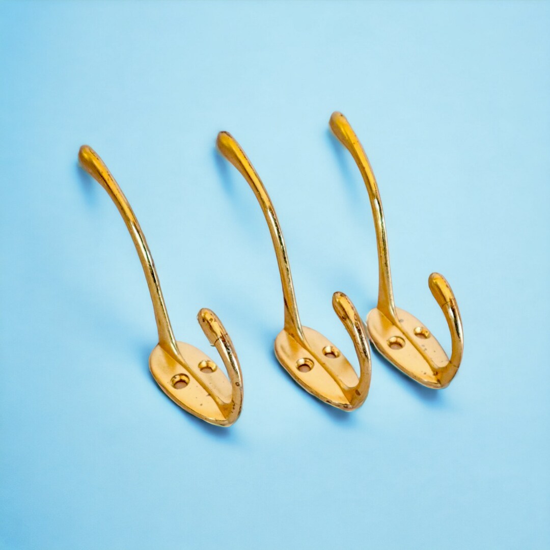 Brass Wall Hooks Vintage Towel Hooks Wall Hanging Hat Etsy