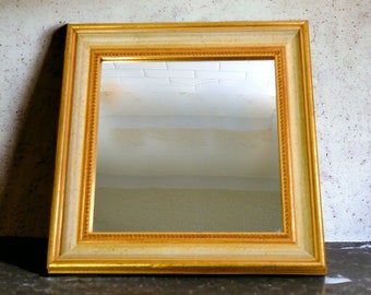 Square Gilded Wood Wall Mirror | Gold Accent Mirror