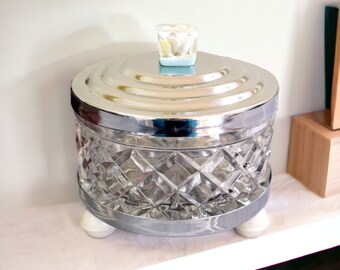 Glass and Chrome Jar | Vintage Container Box