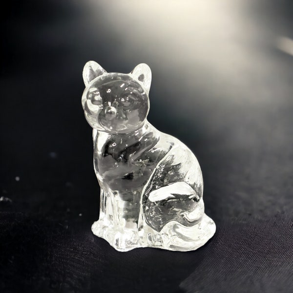 Clear Glass Cat Figurine