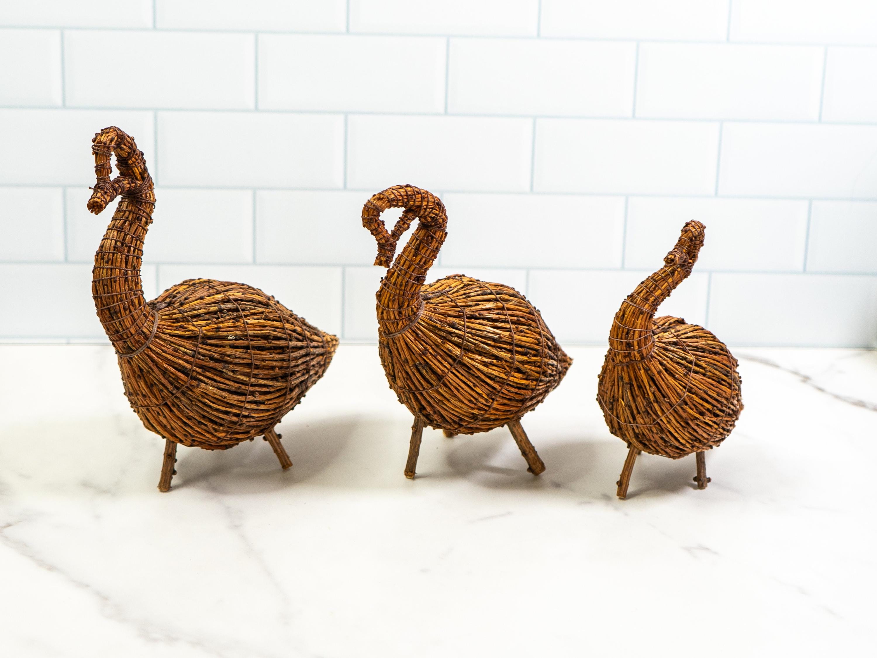 Vintage Tamarack Twig Bird Trio | Handmade Cree Goose Duck Vintage Tamarack Twig Bird Trio | Handmade Cree Goose Duck