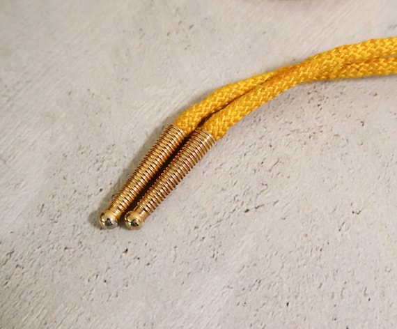 Vintage Masonic Bolo Tie | Yellow Cord | Metal En… - image 5