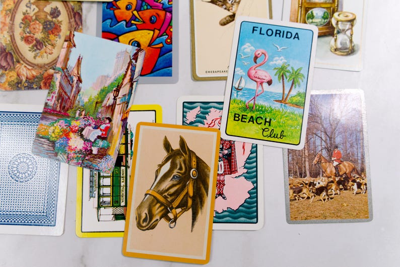 Vintage Playing Cards Lot, 50 Assorted Cards, Junk Journal Ephemera ...