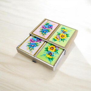 Cartes à jouer vintage Fleur de pensée – Double jeu de cartes | Jeu de bridge, travaux manuels et scrapbooking