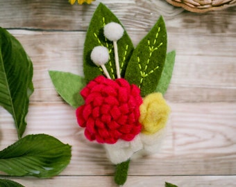 Handmade Felt Flower Brooch | Fabric Floral Pin