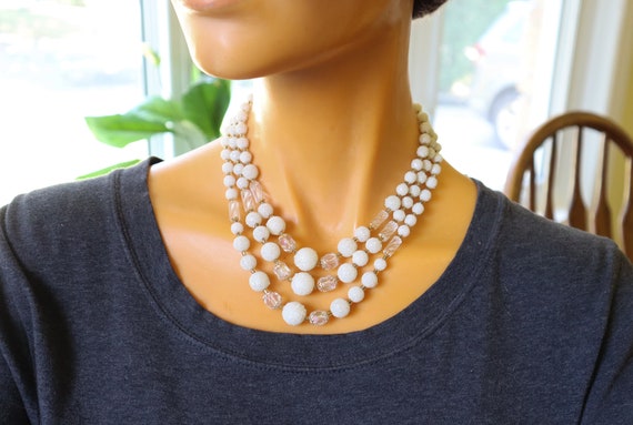 Vintage Bead Necklace Sugar and Aurora 