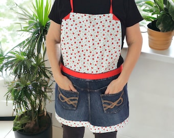 Vintage Handmade Full Apron Made with Jeans