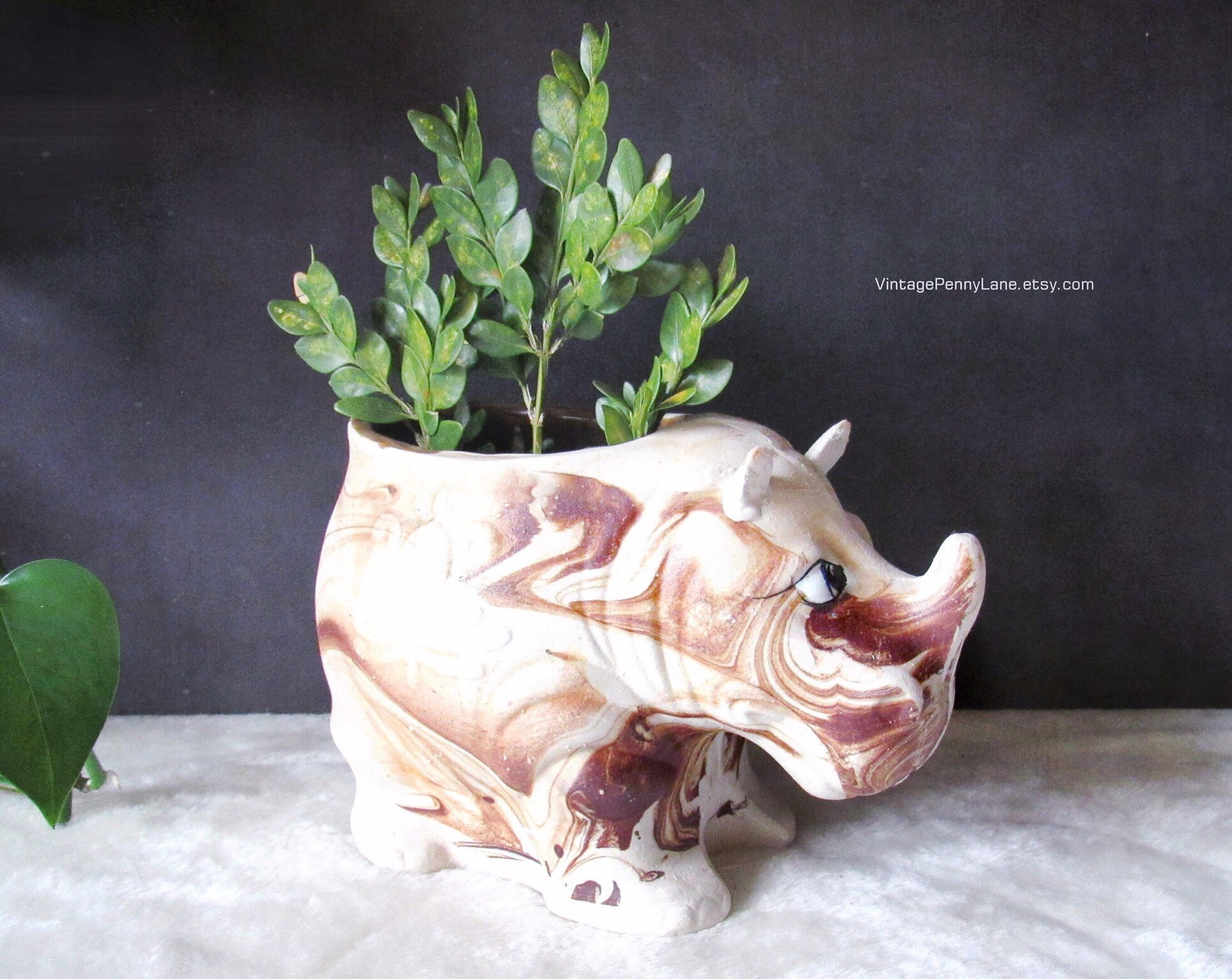 Rhinoceros / Rhino Ceramic Planter Vase Vintage Nemadji Style Etsy