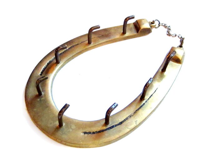 Vintage Key Hooks Brass Horseshoe Wall Hanging Made in Etsy