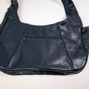 Mexican Navy Blue Leather Sling Purse Bag image 4