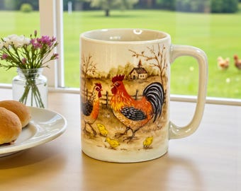 Otagiri Japan Rooster Farm Mug Vintage Stoneware