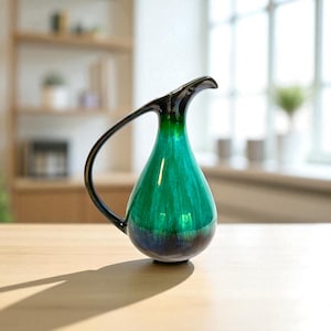 Vintage Blue Mountain Pottery Pitcher Vase – Signature Green Drip Glaze – Canada