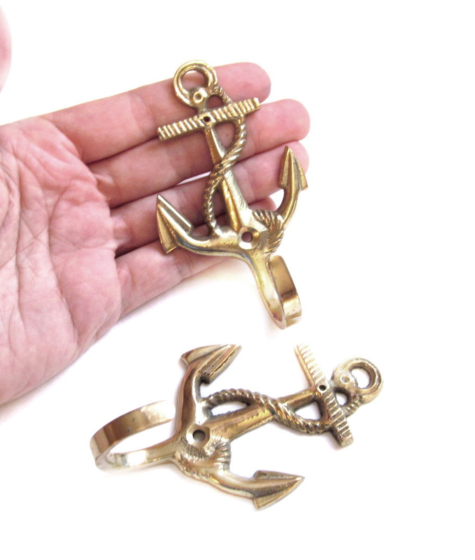 Brass Wall Coat Hooks Nautical / Ship Anchor Etsy