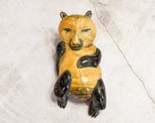 Vintage Carved Buffalo Horn Bear Sculpture Handmade Folk Art Animal Carving