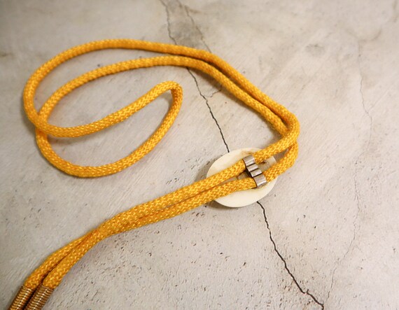 Vintage Masonic Bolo Tie | Yellow Cord | Metal En… - image 4
