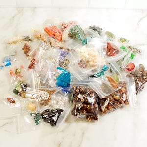 Huge Bead Lot 3.4 lbs, Salvaged Jewelry Beads Destash, Glass Wood Shell Plastic Beads