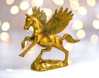 Vintage Brass Pegasus Winged Horse Sculpture