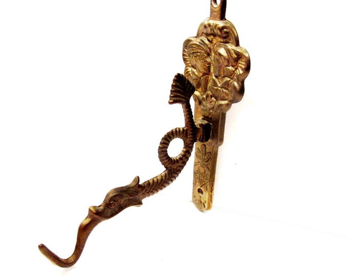 Vintage Coat Hook / Brass Wall Hook Fixture / Sea Monster / Etsy