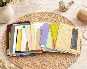 Envelope Variety Pack, 50 Assorted Envelopes, Unused Stationery Bundle, Happy Mail Craft Supply