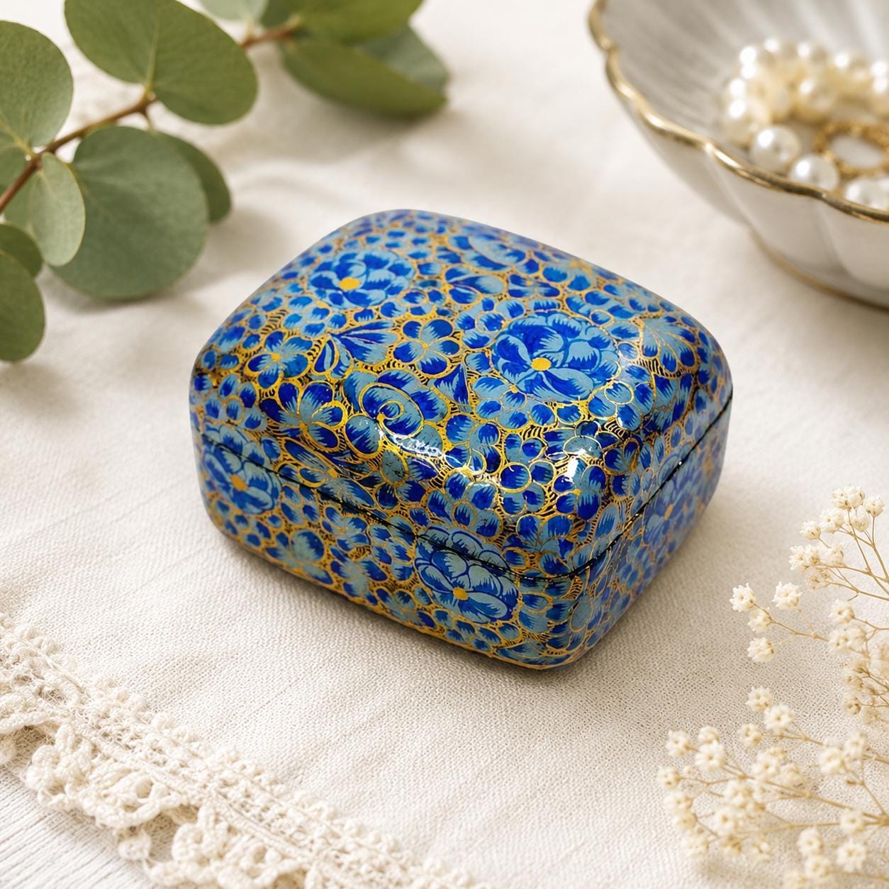 カシミール ペーパーマシュ BOX Kashmir Paper Mache Trinket Box - Etsy