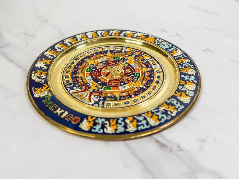 Vintage Enamel Brass Aztec Calendar Wall Plate – Mexico - Etsy