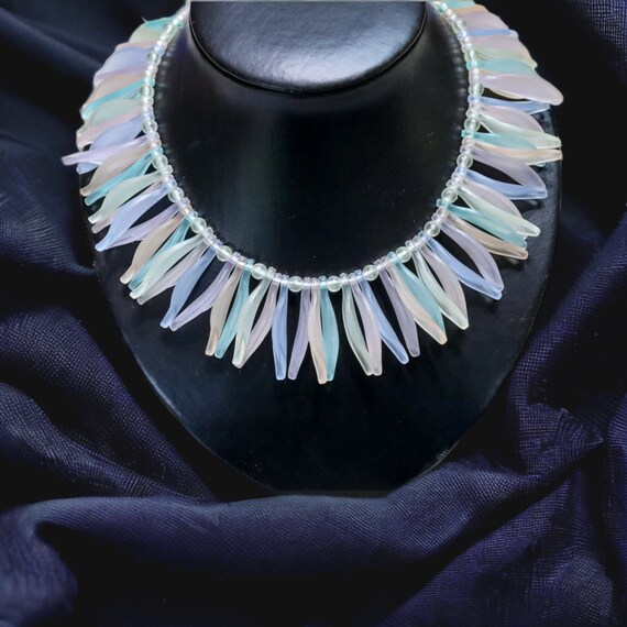 Vintage Pastel Lucite Bead Bib Necklace | Beaded … - image 7