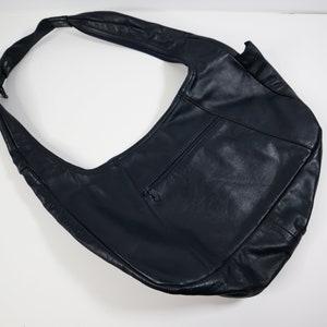 Mexican Navy Blue Leather Sling Purse Bag image 2