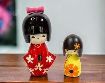 Wood and Resin Japanese Kokeshi Dolls