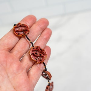 Vintage Walnut Slice Wood and Glass Seed Bead Necklace Long Handmade Beaded Necklace image 6