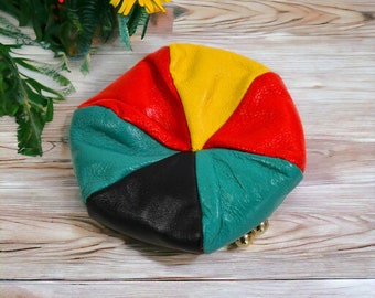 Vintage Colorful Italian Leather Coin Purse Pouch