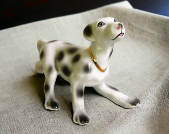 Vintage Dog Figurine | Ceramic Porcelain Spotted Dalmatian Dog