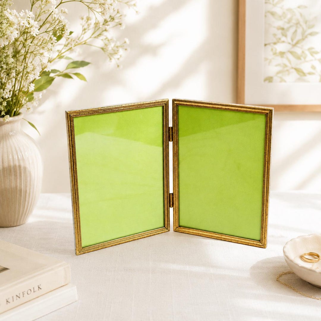 Vintage Gold Tone Double Folding Picture Frame, 5x7 Hinged - Etsy