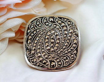 Vintage Scarf Clip | Silver Metal Faux Marcasite W Germany Scarf Clip | Costume Jewelry