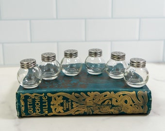 Mini Round Glass Salt and Pepper Shakers | Vintage Tableware