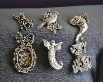 Pewter Brooch Lot | Vintage Signed Pins