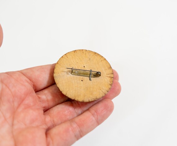 Polish Folk Art Wood Brooch | Handmade Wooden Car… - image 3