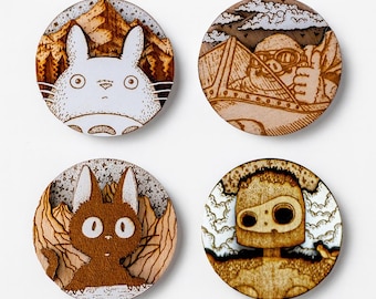 Studio Ghibli Wooden Magnet Set – Totoro, Porco Rosso, Jiji, Laputa Robot