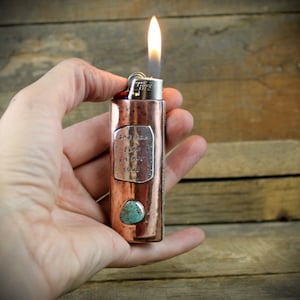 Copper Lighter Case with Natural Turquoise - MADE TO ORDER