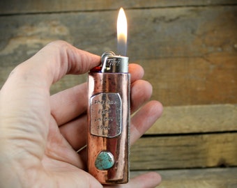 Copper Lighter Case with Natural Turquoise - MADE TO ORDER