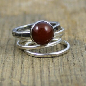 READY TO SHIP Sterling Green Carnelian Stacker Ring Size 7 image 2